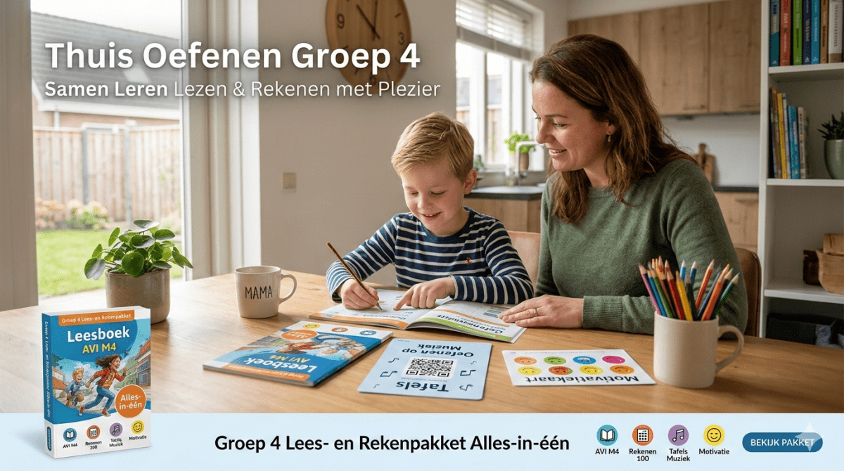 Thuis oefenen groep 4: avi m4 oefenen en rekenen
