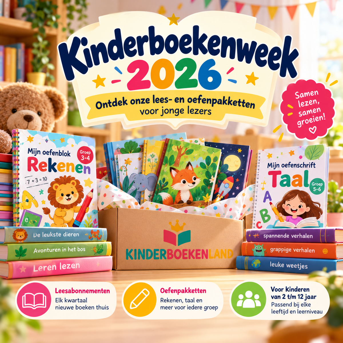 Kinderboekenweek 2026 thema Spot Aan oefenen met lezen en leren