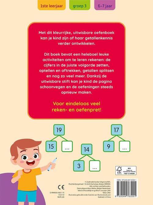 Achterkant kinderboek Oefenpret ik leer rekenen met stift - Kinderboekenland.nl