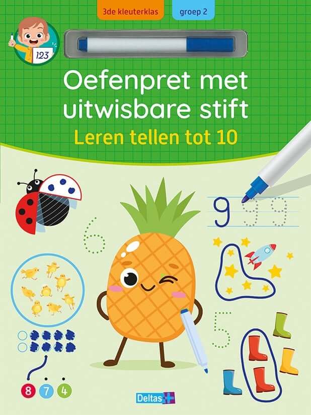 Oefenpret met uitwisbare stift - Leren tellen tot 10 Kinderboekenland.nl