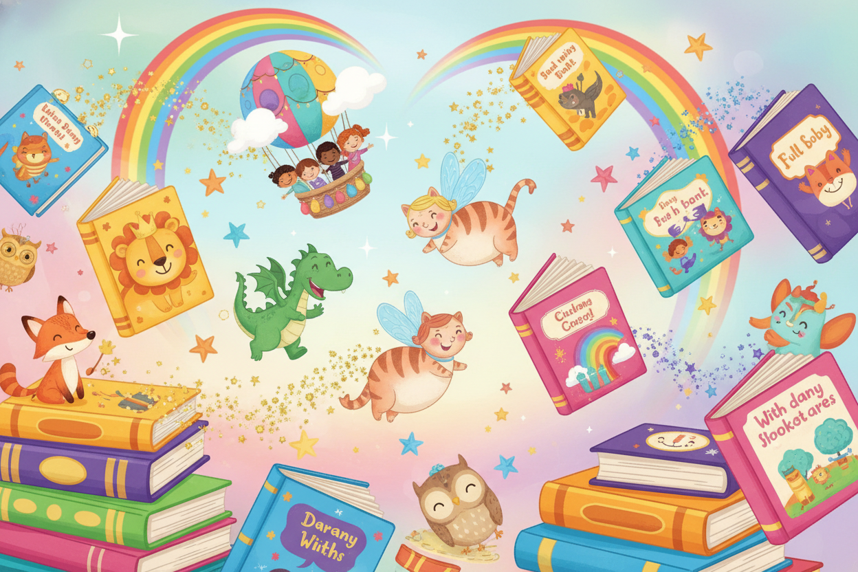 Banner voor kinderboeken webwinkel, vrolijke plaatje. Zonder tekst