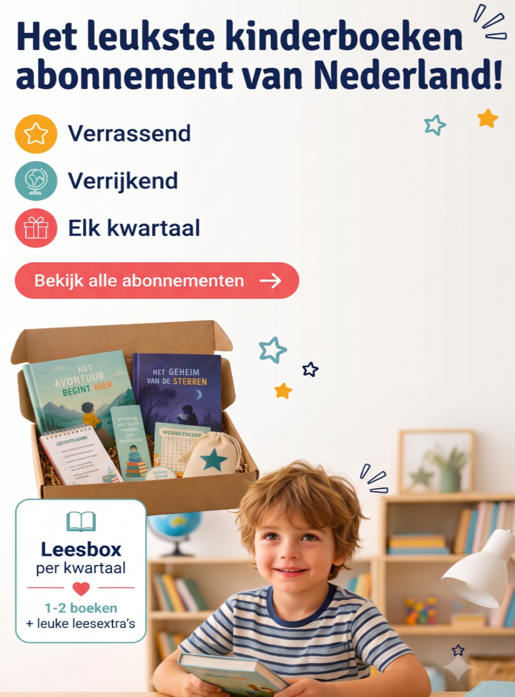 Kinderboeken abonnement leesbox voor kinderen met een kwartaal abonnement