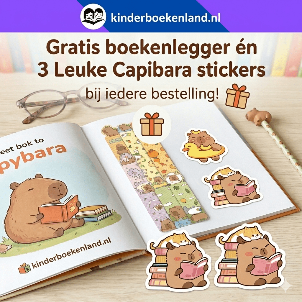 Capibara boekenlegger en 3 stickers bij je bestelling