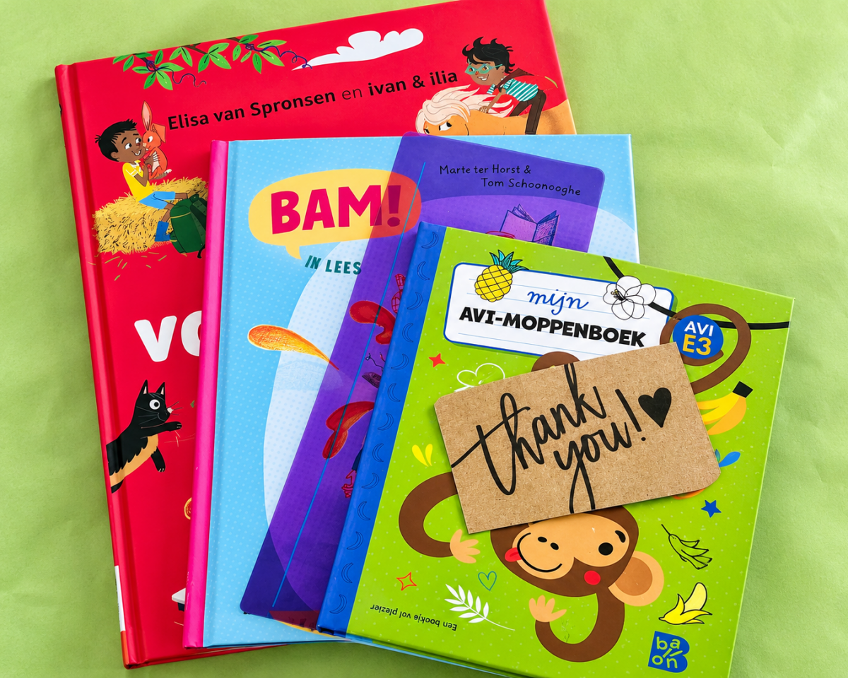 Voorbeeld van de inhoud van een leespakket voor kinderen in een abonnement