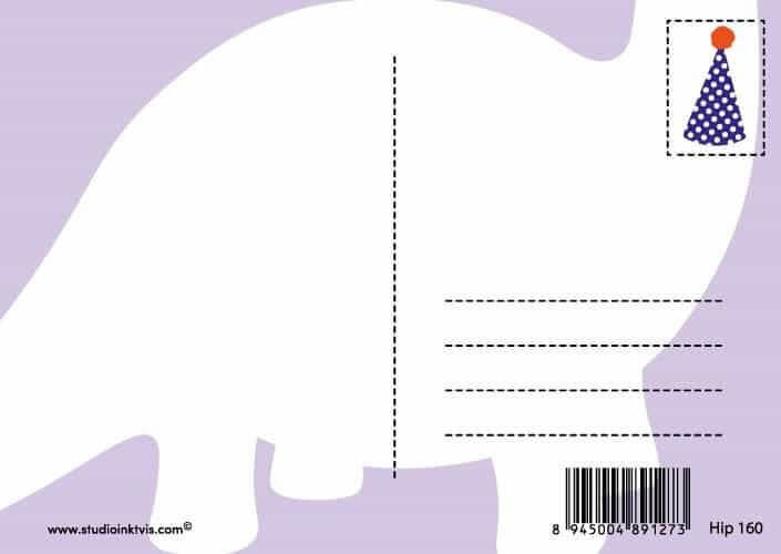 Achterkant Verjaardagskaart DINO - Kinderboekenland.nl