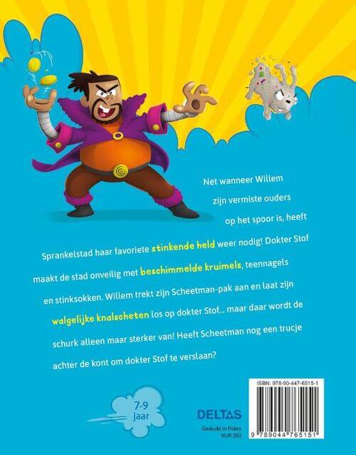 Scheetman lost het op super- scheetnado achterkant boek
