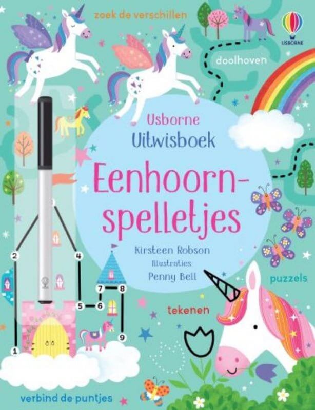 Uitwisboek - Eenhoornspelletjes Kinderboekenland.nl