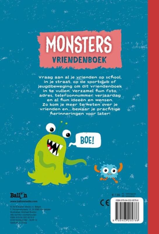 Vriendenboekje Monsters Kinderboekenland.nl