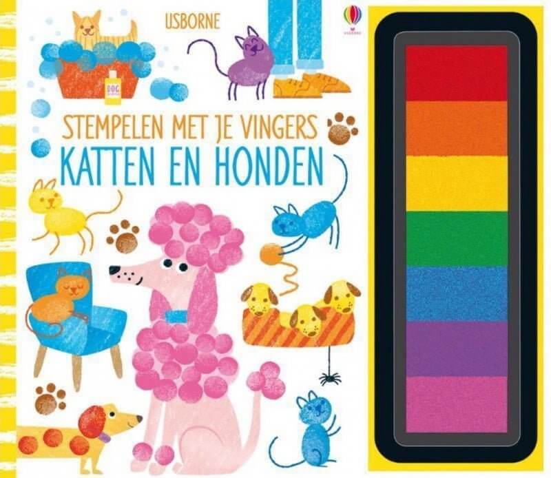 Stempelen met je vingers - Katten en honden Kinderboekenland.nl