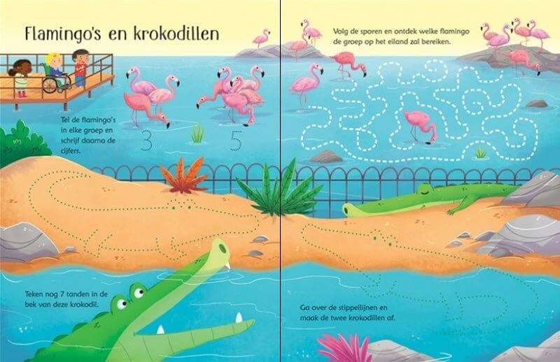 Uitwisboek - Dierentuinspelletjes - Kinderboekenland.nl