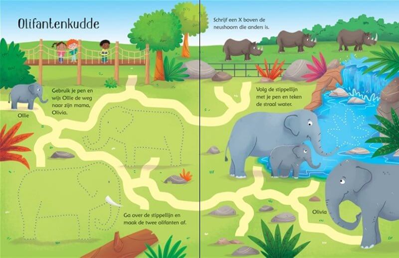 Uitwisboek - Dierentuinspelletjes - Kinderboekenland.nl