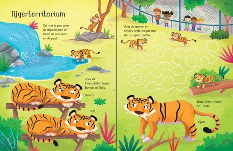 Uitwisboek - Dierentuinspelletjes - Kinderboekenland.nl