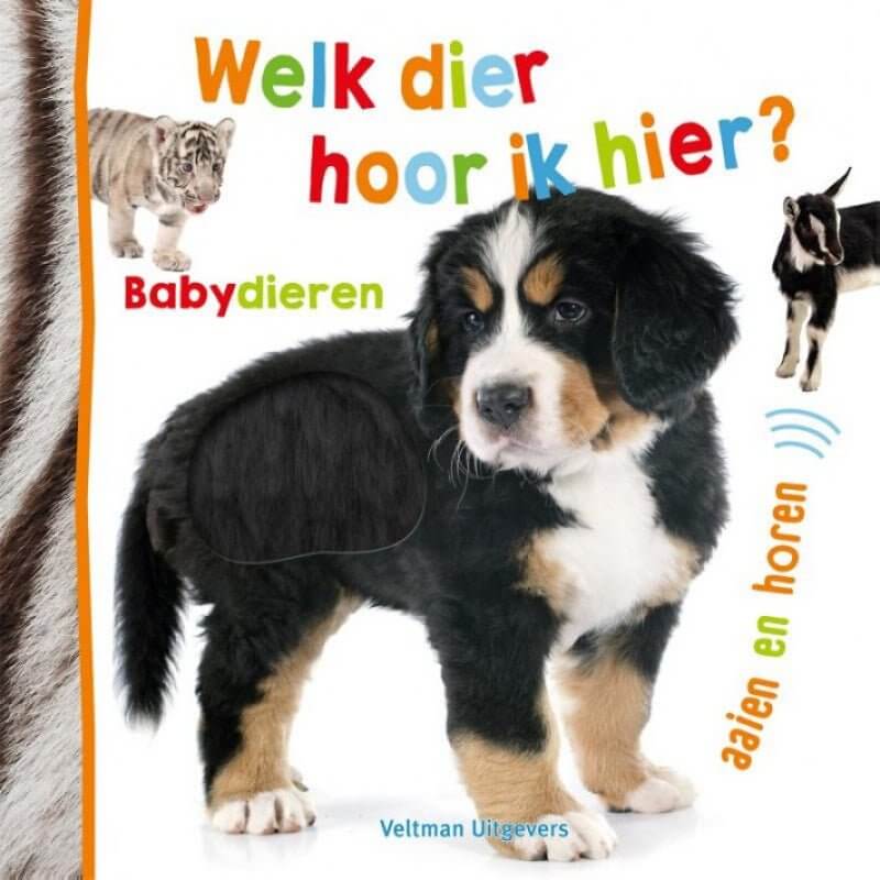 9789048320905 welk dier hoor ik hier babydieren geluidenboek en voelboek voorkant