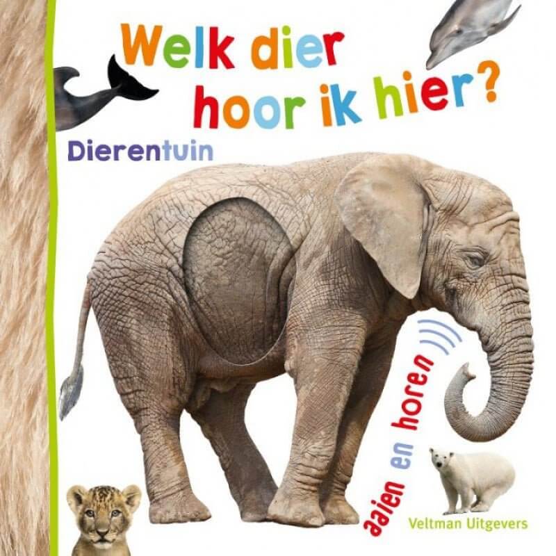 Welk dier hoor ik hier? Dierentuin geluidenboek - Kinderboekenland.nl