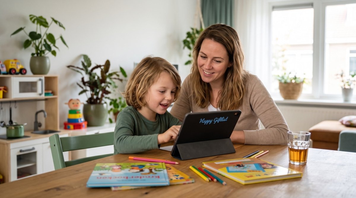 Samen met je kind een verjaardagslijstje maken: Het Kinderboekenland abonnement op Happy Giftlist!