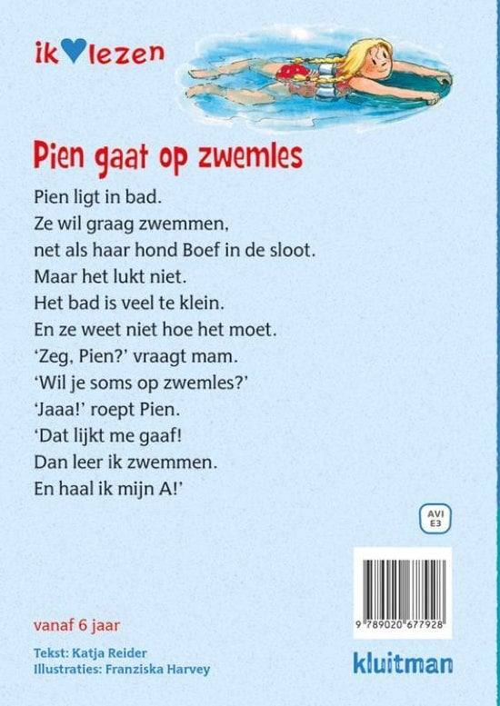 Ik hou van lezen - Pien gaat op zwemles Kinderboekenland.nl