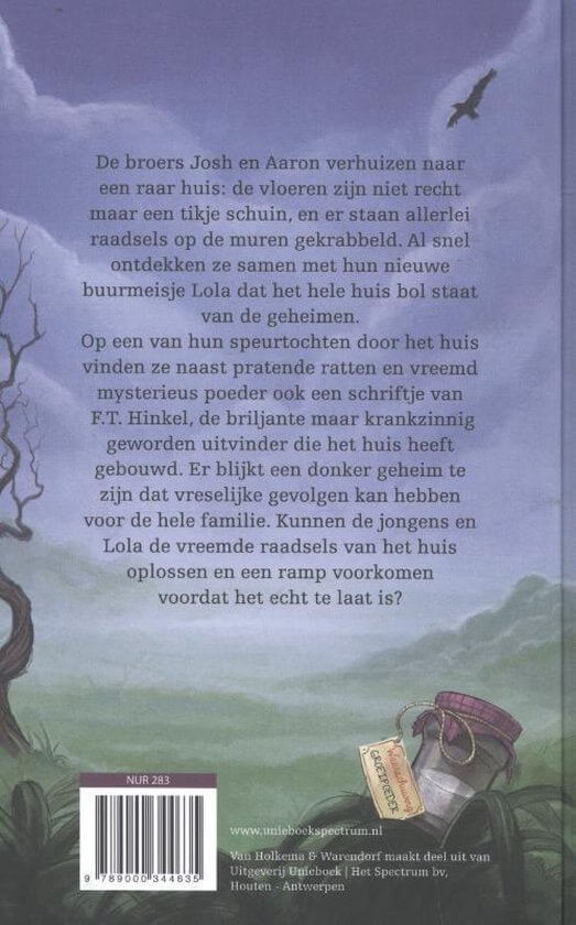 Het huis met de schuine vloeren, pratende ratten en raadsels op de muren kinderboek zelf lezen achterkant boek
