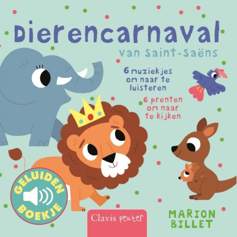Dierencarnaval van Saint-Saens geluidenboek Kinderboekenland.nl