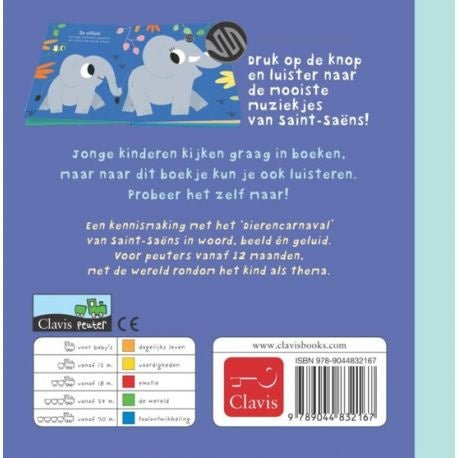 Dierencarnaval van Saint-Saens geluidenboek Kinderboekenland.nl