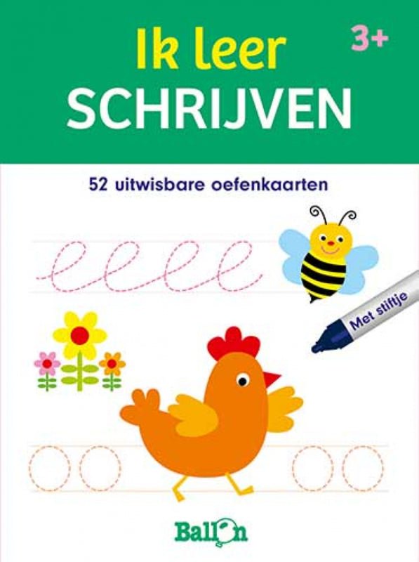 Ik leer schrijven - 52 uitwisbare oefenkaarten Kinderboekenland.nl