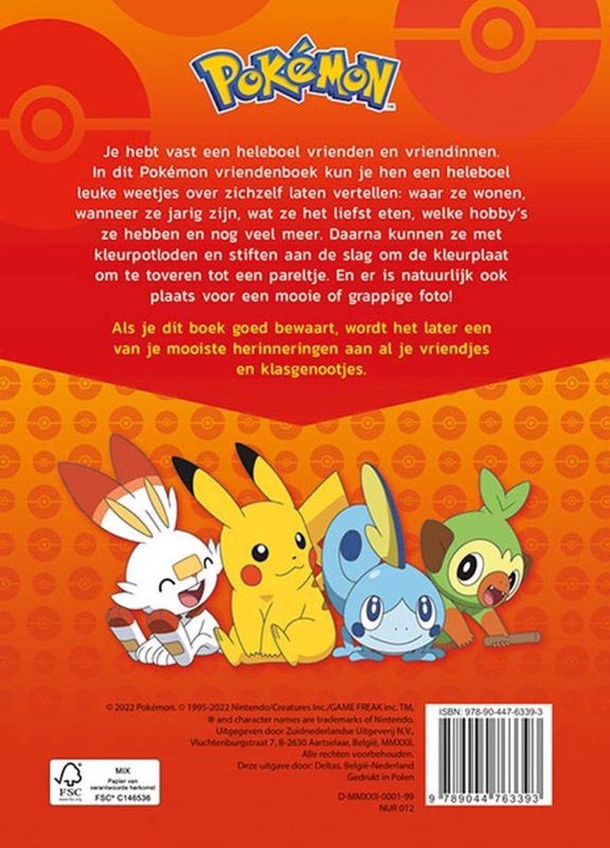 Pokemon vriendenboek