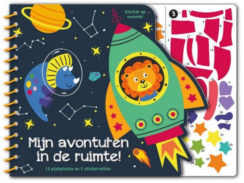 Stickeren op nummer - Mijn avonturen in de ruimte Kinderboekenland.nl