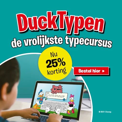 Ducktypen online typecursus voor kinderen - leer typen met Duckstad figuren - bestel de typecursus met korting voor kinderen gratis proefles typen 