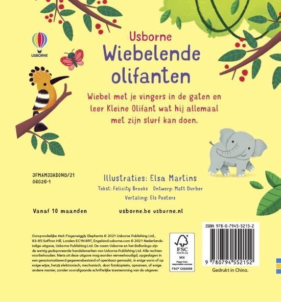 Wiebelende olifanten, interactief babyboekje - kartonboek baby